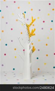 homemade baby beautiful wooden tree on a white background. homemade baby wooden tree