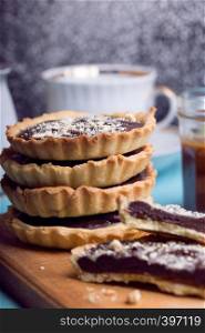 homemade baking - tartlets with salted caramel and chocolate