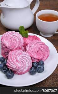 Homemade berry marshmallow (Zephyr) on a plate