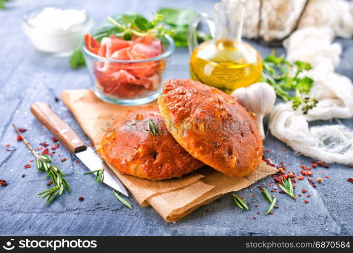 homemade bread with garlic and spice on a table