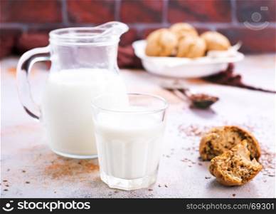 homemade bread with milk on a table