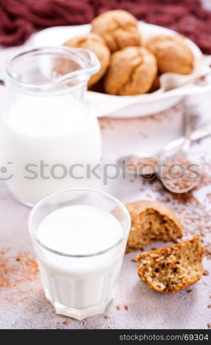 homemade bread with milk on a table