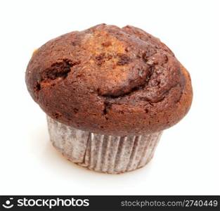 Homemade Brown Chocolate Muffin on White Background