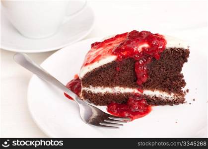 Homemade Cake With Strawberry Sauce and Topping
