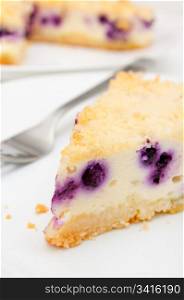 Homemade Cheesecake With Blueberries and Streusel