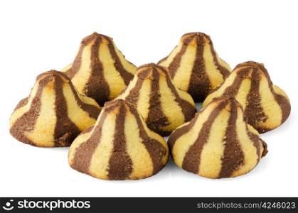Homemade chocolate cookies isolated on white background.