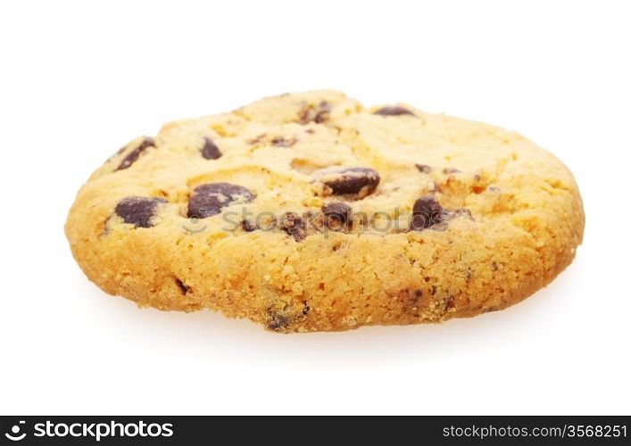 homemade cookie with chocolate pieces isolated on white