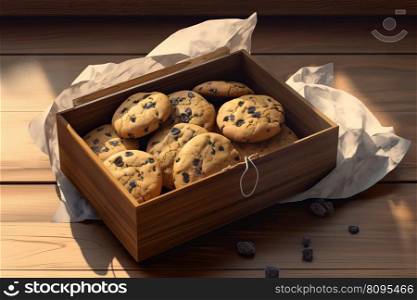 Homemade cookies box. Sweet dessert. Generate Ai. Homemade cookies box. Generate Ai