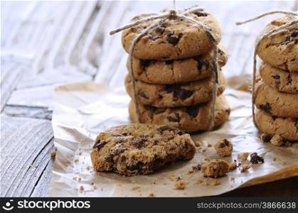 Homemade cookies on wooden table in the kitchen