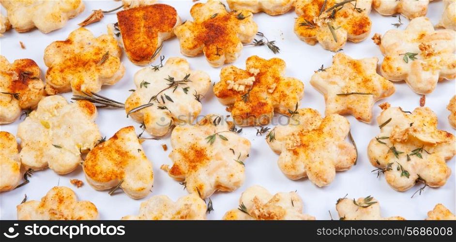 Homemade cookies with cheese and herbs
