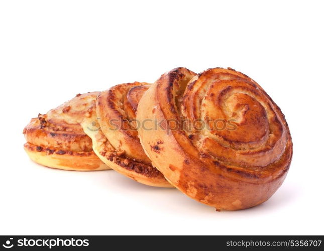 Homemade cream roll isolated on white background