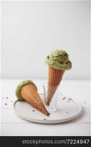 Homemade Green tea matcha ice cream. . Green tea matcha ice cream.