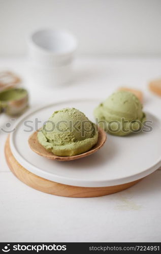 Homemade Green tea matcha ice cream. . Green tea matcha ice cream.