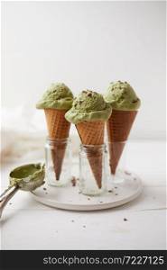 Homemade Green tea matcha ice cream. . Green tea matcha ice cream.