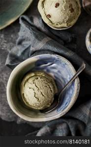Homemade Green tea matcha ice cream.  . Homemade Green tea ice cream.  
