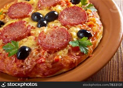 homemade italian pizza Pepperoni.Closeup