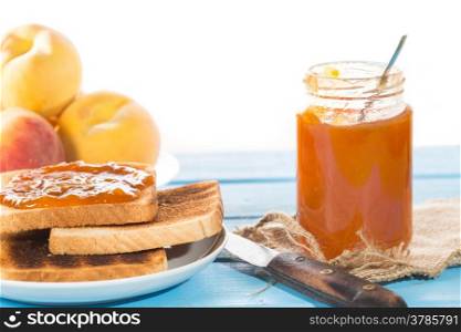 Homemade peach jam with your toast for breakfast