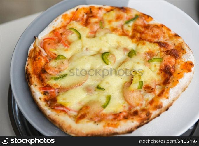 Homemade pizza italian is cooked traditional food, Pizza cheese on plate