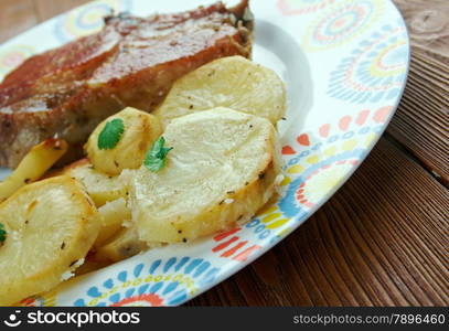 Homemade Pork baked Loins with potato countrylike&#xA;