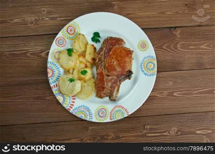 Homemade Pork baked Loins with potato countrylike&#xA;