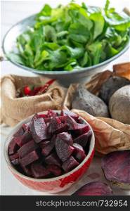 homemade raw beetroot salad in a small bowl
