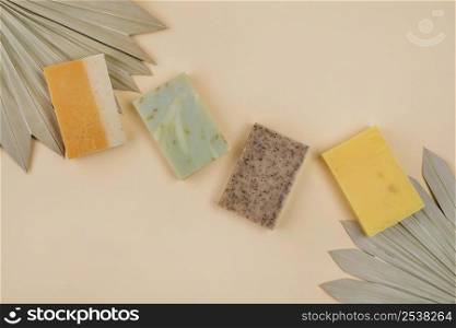 homemade soap blocks abstract leaves