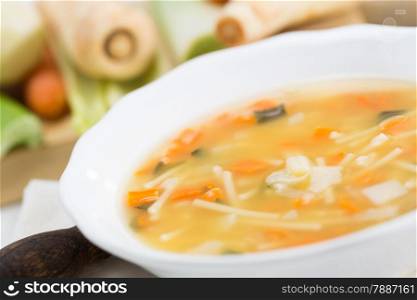 Homemade soup with natural ingredients and healthy