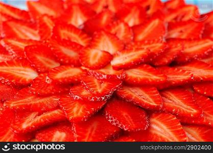 Homemade strawberry tart close up