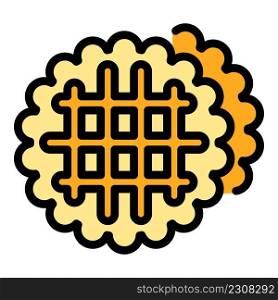 Homemade waffle food icon. Outline homemade waffle food vector icon color flat isolated. Homemade waffle food icon color outline vector