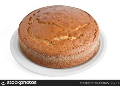 homemade yogurt cake isolated on white background with clipping path