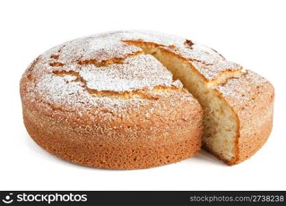 homemade yogurt cake isolated on white background with clipping path