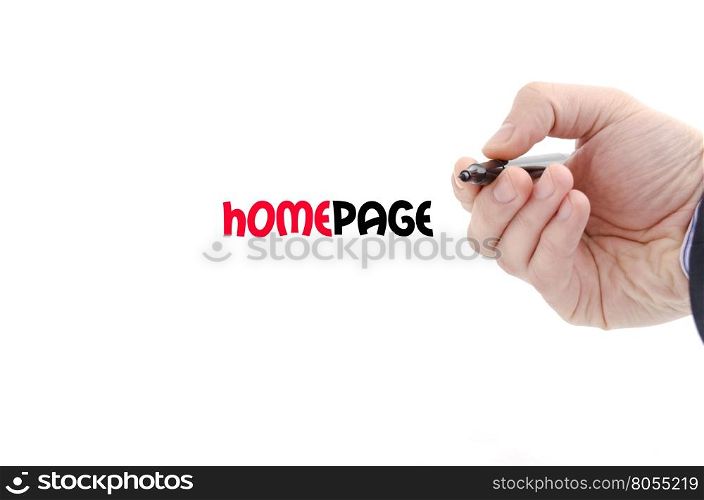 Homepage text concept isolated over white background