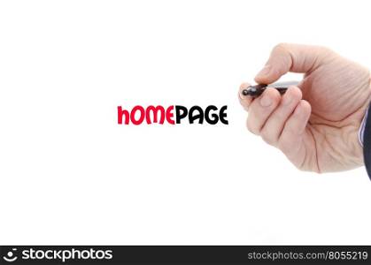 Homepage text concept isolated over white background