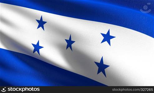 Honduras national flag blowing in the wind isolated. Official patriotic abstract design. 3D rendering illustration of waving sign symbol.