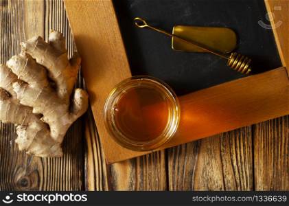 honey ginger for tea on a table