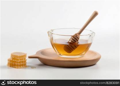 Honey isolated in glass pot. Organic food. Generate Ai. Honey isolated in glass pot. Generate Ai