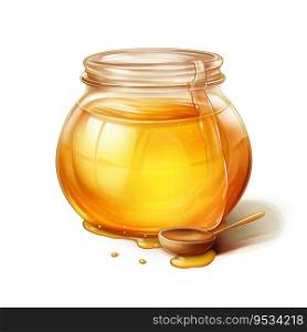 Honey Pot Isolated on White Background. Generative ai. High quality illustration. Honey Pot Isolated on White Background. Generative ai