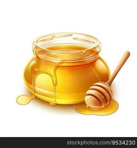 Honey Pot Isolated on White Background. Generative ai. High quality illustration. Honey Pot Isolated on White Background. Generative ai