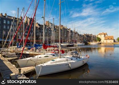 Honfleur Harbour in a beautiful summer day, France