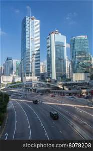Hong Kong city and traffic of street at day time