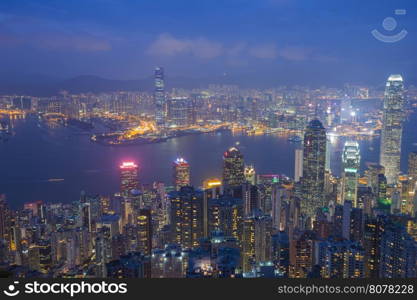 Hong Kong city at night, view from The Peak