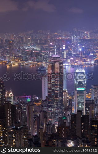 Hong Kong city at night, view from The Peak