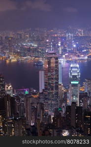 Hong Kong city at night, view from The Peak