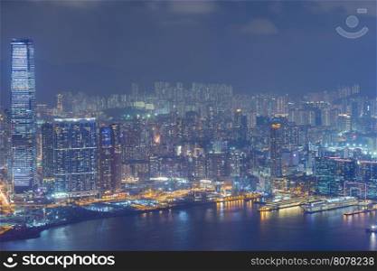 Hong Kong city at night, view from The Peak