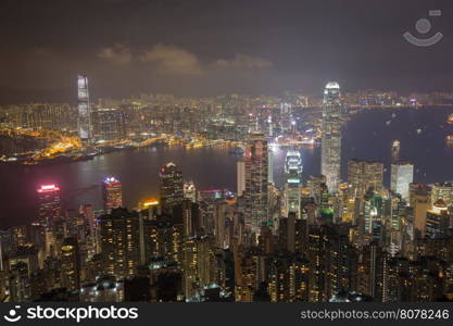 Hong Kong city at night, view from The Peak