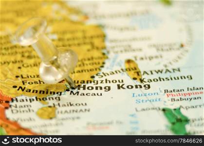 hong kong city pin on the map