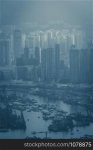 Hong Kong cityscape in morning, city and building concept