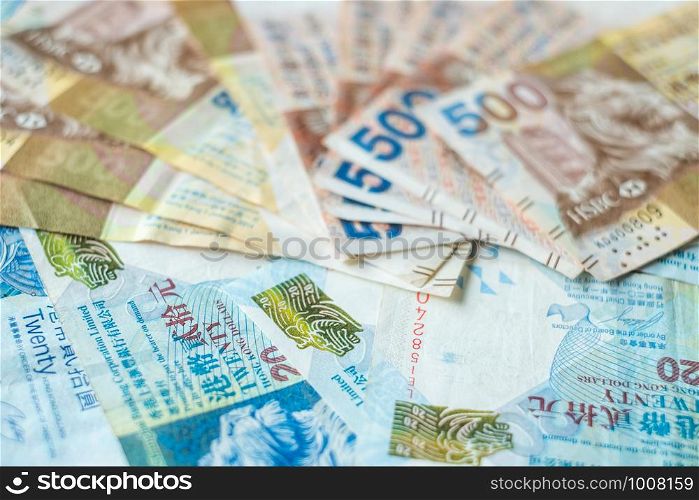 Hong Kong currency banknotes, HK Dollars for business background