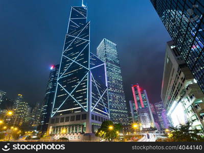 Hong Kong financial district with Bank of China building, Hong Kong, China