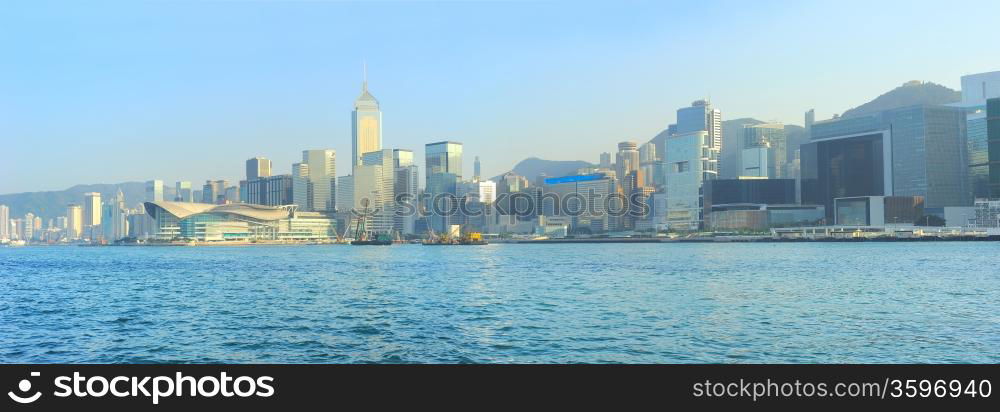 Hong Kong island. View from ferry boat